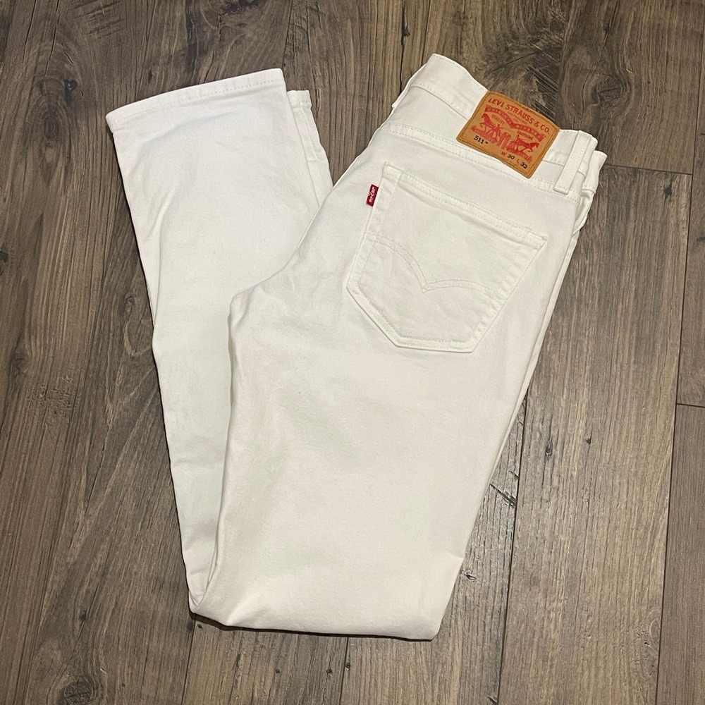 Levis 511 Slim Fit White Jeans Mens 30x32 Stretch Denim Pants 540196